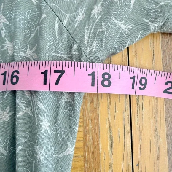 Vintage Cherokee Sage Green Floral Rayon Maxi Dress Womens 6 Short Sleeve 90s - Picture 5 of 6